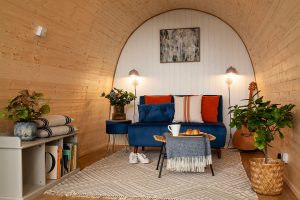 Pod with comfy sofa